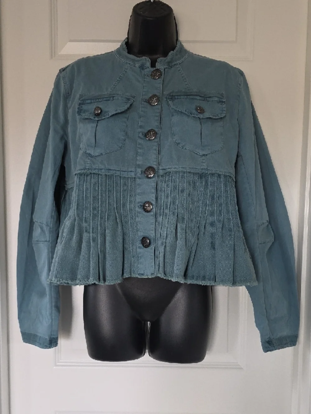 Free People Blue Tourmaline Cassidy Denim Jacket - Picture 2 of 8